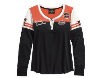 T-Shirt langarm, Classics Colorblock Hanley, Harley-Davidson, Schwarz/Orange/Weiß
