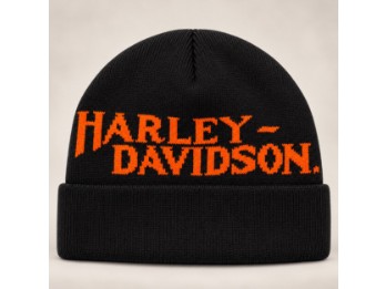 Harley-Davidson Strickmütze Beanie – Schwarz/Orange | 97694-26VM 