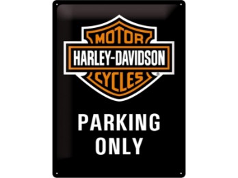 Blechschild, Parking Only, Nostalgic-Art, Harley-Davidson, 30 x 40 cm, Schwarz