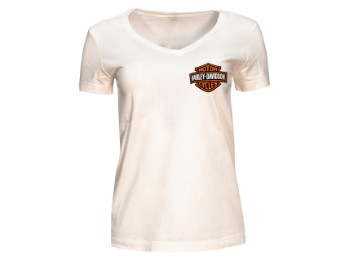 Harley-Davidson Dealer Shirts mit Backprint Lübeck Holstentor Mini B-S LDS V-Neck White 3001095