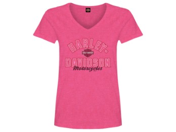 Harley-Davidson Dealer Shirts mit Backprint Lübeck Holstentor Sport LDS V-Neck Heliconia Damen 3001743