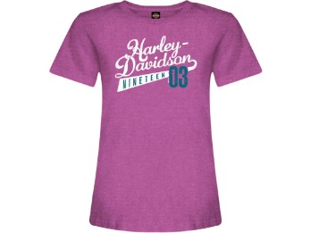 Harley-Davidson Dealer Shirts mit Backprint Lübeck Holstentor Sporty Lds T Heather Magenta Damen
