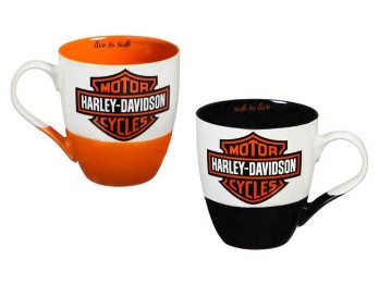 Keramikbecher O'Java Geschenkset, Harley-Davidson, Schwarz/Orange