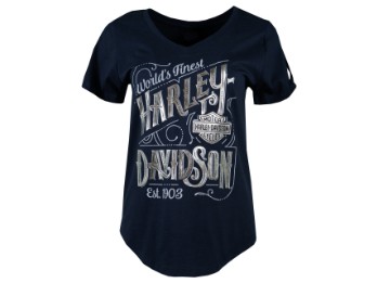 Harley-Davidson T-Shirt Flourish Blau