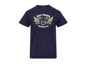 Harley-Davidson T-Shirt Mercury Navy blau Dealer-Shirt Lübeck Holstentor Backprint 40294927