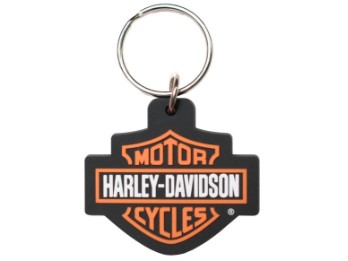 Harley-Davidson® Bar & Shield Logo Key Chain, Rubberized Material, Orange 4179