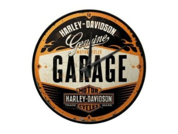 Wanduhr, Nostalgic Garage, Quartz Uhr, Harley-Davidson, Mehrfarbig