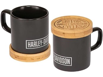 Harley-Davidson Circle Logo Ceramic Mug w/ Coaster Set, Matte Black