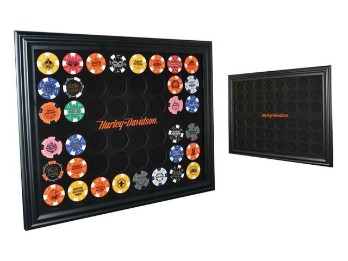 48 Pokerchip-Sammlerrahmen, 53,97 cm x 38,73 cm, Harley-Davidson, Schwarz 