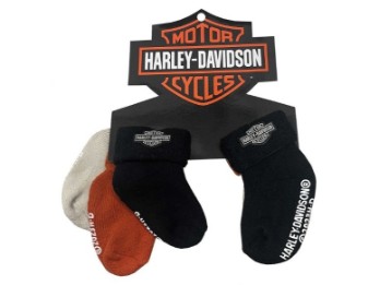 Harley-Davidson Baby Stopper Söckchen 3er Set Schwarz/Orange/Weiss