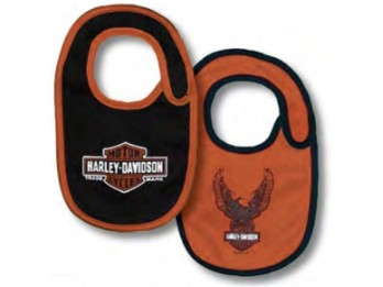 Harley-Davidson Baby Lätzchen 2er Set, Schwarz/Orange