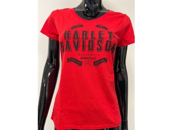 Harley-Davidson Damen T-Shirt Simple V-Neck Rot
