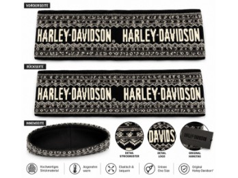 Harley-Davidson Damen Stirnband – 97739-26VW – Schwarz/Grau/Creme