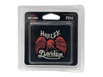 Harley-Davidson® 1,5 Zoll Dark Wing Eagle Metall-Anstecker, schwarz/pink glänzend 682608014643