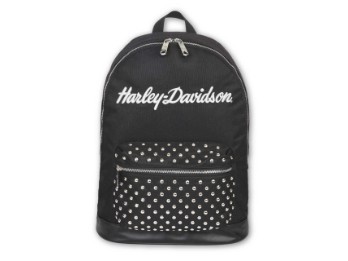 Harley-Davidson® Damen-Rucksack mit klassischem Nietenbesatz, 3D-Logo-Stickerei – Schwarz