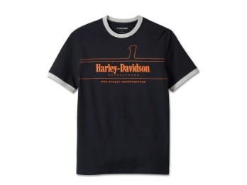 Harley-Davidson #1 Racing Ringer T-Shirt Schwarz