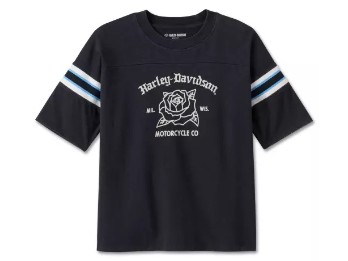 Harley-Davidson Damen T-Shirt Old English Rose Boxy schwarz 96077-25VW