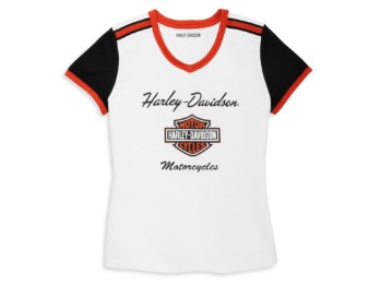 Harley-Davidson Damen T-Shirt Iconic V-Neck Weiß