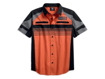 T-Shirt, Perfomance Vented Chest Stripe, Harley-Davidson, Orange/Grau/Schwarz