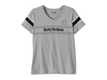 Harley-Davidson #1 Racing T-Shirt mit reflektierendem Streifen Grau