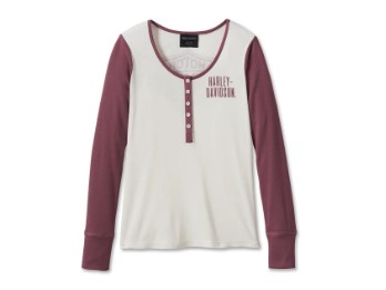 Harley-Davidson Damen Bar & Shield Timeless Henley Colorblocked Weiß