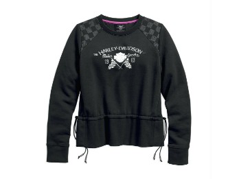 Sweatshirt, Checkered Shoulder Pullover, Harley-Davidson, Schwarz