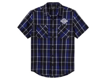 Harley-Davidson Kurzarmhemd Essential Karo blau/weiß 96188-26VM