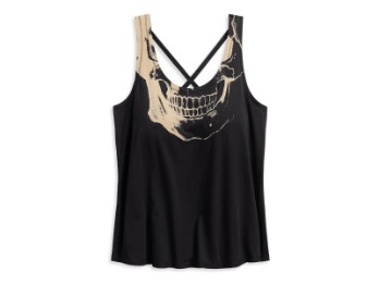 Tank-Top, Tank-Skull, Printed Cross Back, Harley-Davidson, Schwarz/Beige