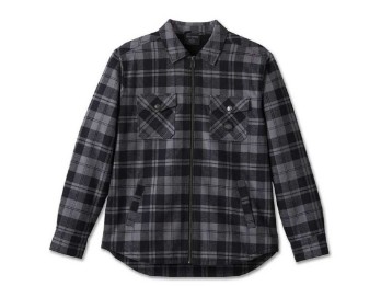 Harley-Davidson Flying Eagle Zip Up Flannel Hemd Jacke Schwarz