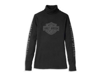 Sweatshirt mit Rollkragen, Bar & Shield, Gerippt, Harley-Davidson, Schwarz