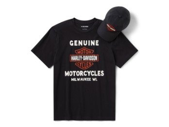 Harley-Lübeck Bar & Shield Mütze- und T-Shirt-Geschenkset für Herren 96284-26VM