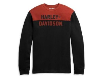 Sweatshirt, Harley-Davidson, Colorblock Knit, Schwarz/Rot
