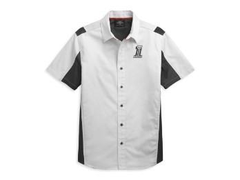 Hemd, Kurzarm, Performance Colorblock #1, Weiß/Schwarz