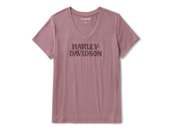 Harley-Davidson Willie G Skull Bling V-Neck - Nostalgia Rose 96334-26VW