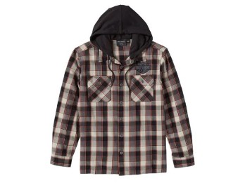 Harley-Davidson Hooded Hemd Metal Bound schwarz/grau/rot/ 96392-25vm