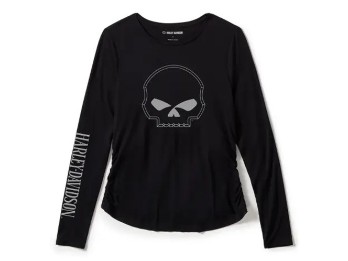 Harley-Davidson Damen Longsleeve Willie G Skull Reglan schwarz/ 96433-25VW