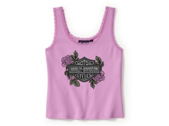Rose & Thorn Bling Spitzenbesatz Tank - Orchidee
