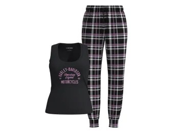 Harley-Davidson Damen Schlafanzug Set Karo / 96599-25VW