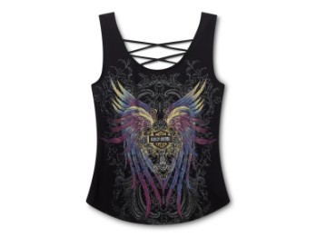 Harley-Davidson Women's Bling H-D® Moto Wings Laced Back Tank - Harley Black 96627-25VW