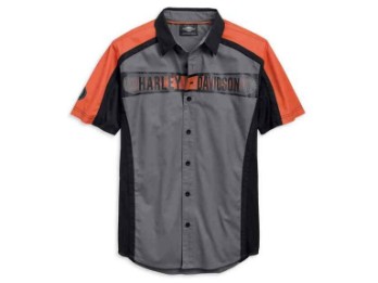 Hemd, Kurzarm, Performance, Harley-Davidson, Grau/Schwarz/Orange