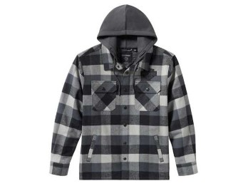 Harley-Davidson Hemdjacke Traveler mit Kapuze Karo grau 96806-25vm