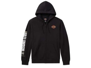 Harley-Davidson Zip Hoodie Sweatjacke Route 66 Anniversary schwarz 96806-26VX Unisex