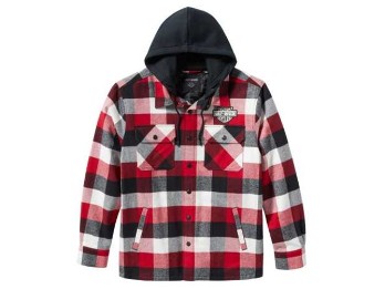 Harley-Davidson Hemdjacke Traveler mit Kapuze Karo rot/schwarz 96807-25vm