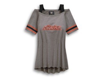 T-Shirt, Striped, Harley-Davidson, Grau