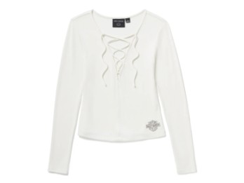 Harley-Davidson Women's Lace Up Long Sleeve Top - Cloud Dancer 96840-25VW