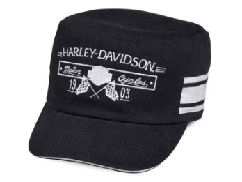Flat Top Cap, Race Stripe, Harley-Davidson, Schwarz/Weiß