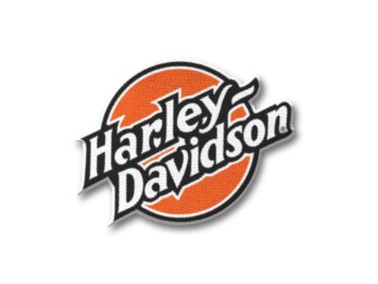 Aufnäher "Circle Emblem", Schriftzug Harley-Davidson, Orange/Schwarz/Weiß