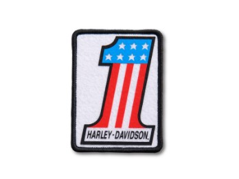 Aufnäher "#1", Small, Harley-Davidson, Weiß/Rot/Blau/Schwarz