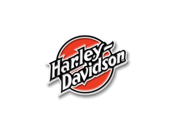 Anstecker "Circle Emblem", Schriftzug Harley-Davidson, Orange/Schwarz/Weiß