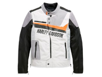 Textiljacke, Sidari, Harley-Davidson, Weiß/Grau/Orange  